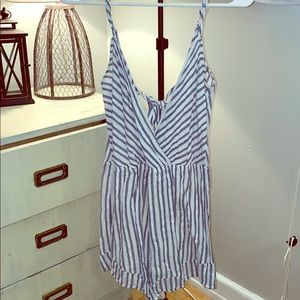 Blue and white romper